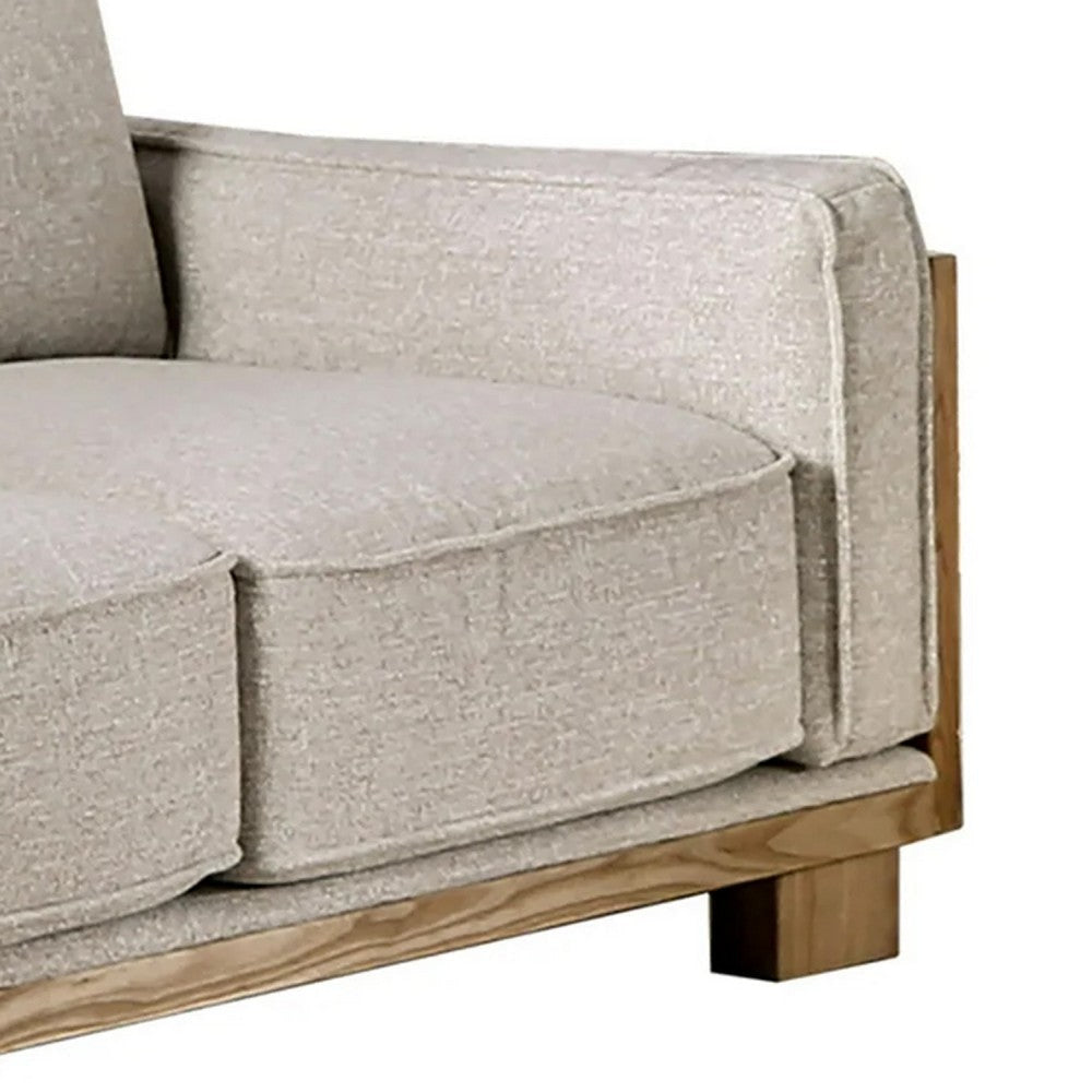 Denu Loveseat | Light Brown Fabric Padded | Welt Trim Details | 70’’ BM340328