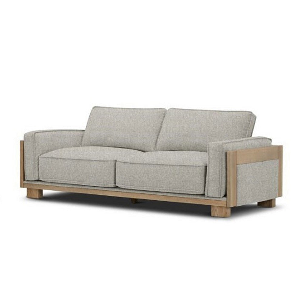 Denu Sofa | Light Brown Fabric Padded | Welt Trim Details | 93’’ BM340329