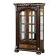 Naddy 81" Curio China Cabinet | 2 Glass Doors 4 Shelves | Brown Solid Wood
