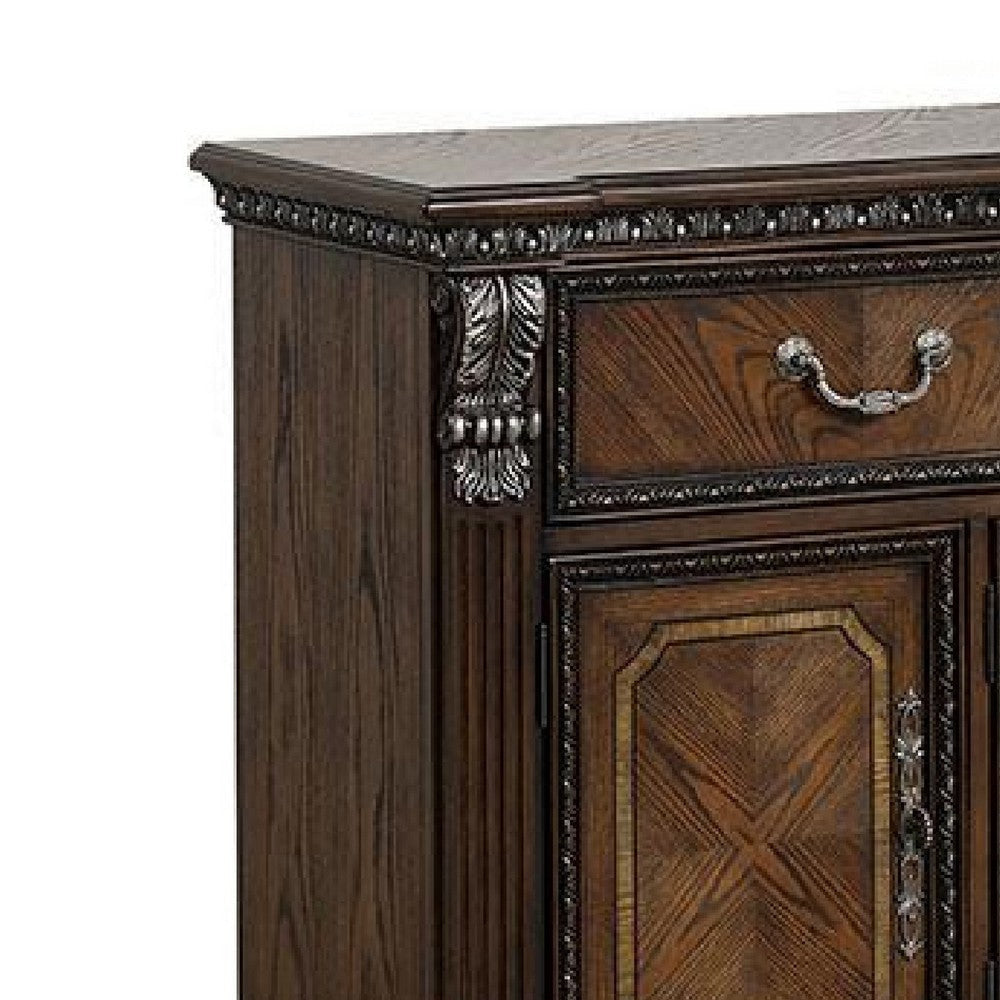 Naddy Brown Sideboard Buffet Console | Ornate Design | Silver Brown | 60’’ BM340331
