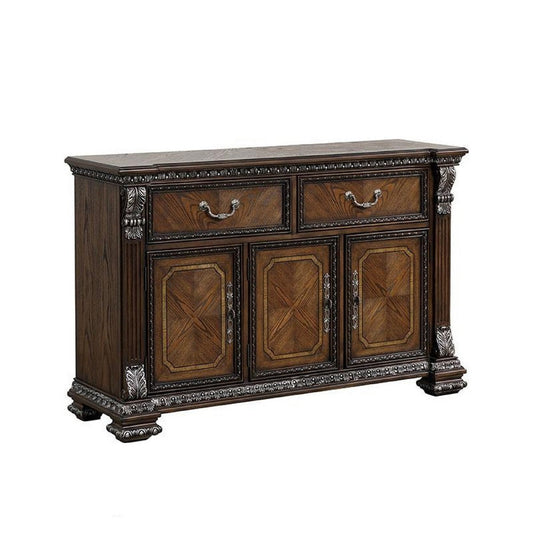 Naddy Brown Sideboard Buffet Console | Ornate Design | Silver, Brown | 60"