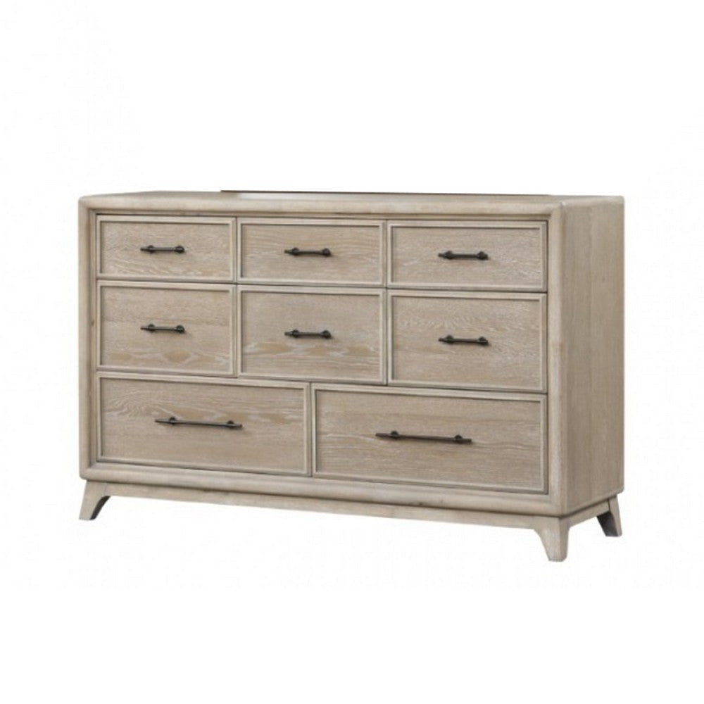 Myna 64’’ Wide Dresser | 8 Drawers | White Oak Veneer | Solid Wood BM340332
