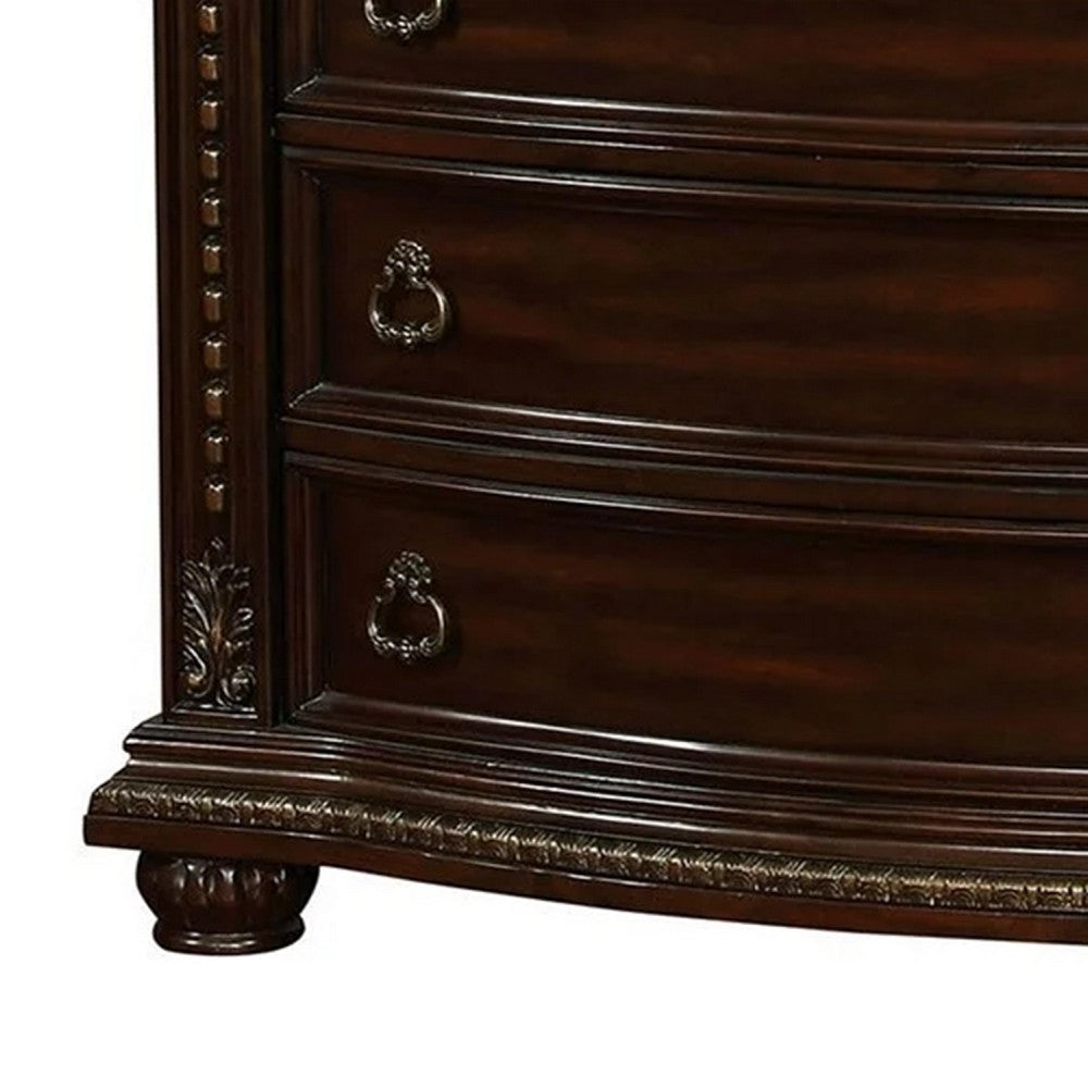 Kera Classic Tall Dresser Chest | 6 Drawers | Traditional Carved Cherry Brown Wood BM340333