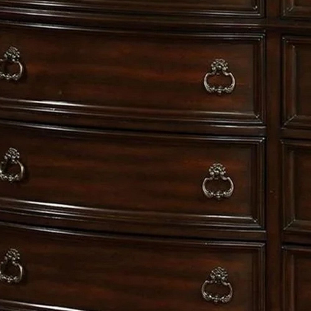 Kera Classic Dresser | 69’’ | 12 Drawers | Sculpted Cherry Brown Wood BM340334