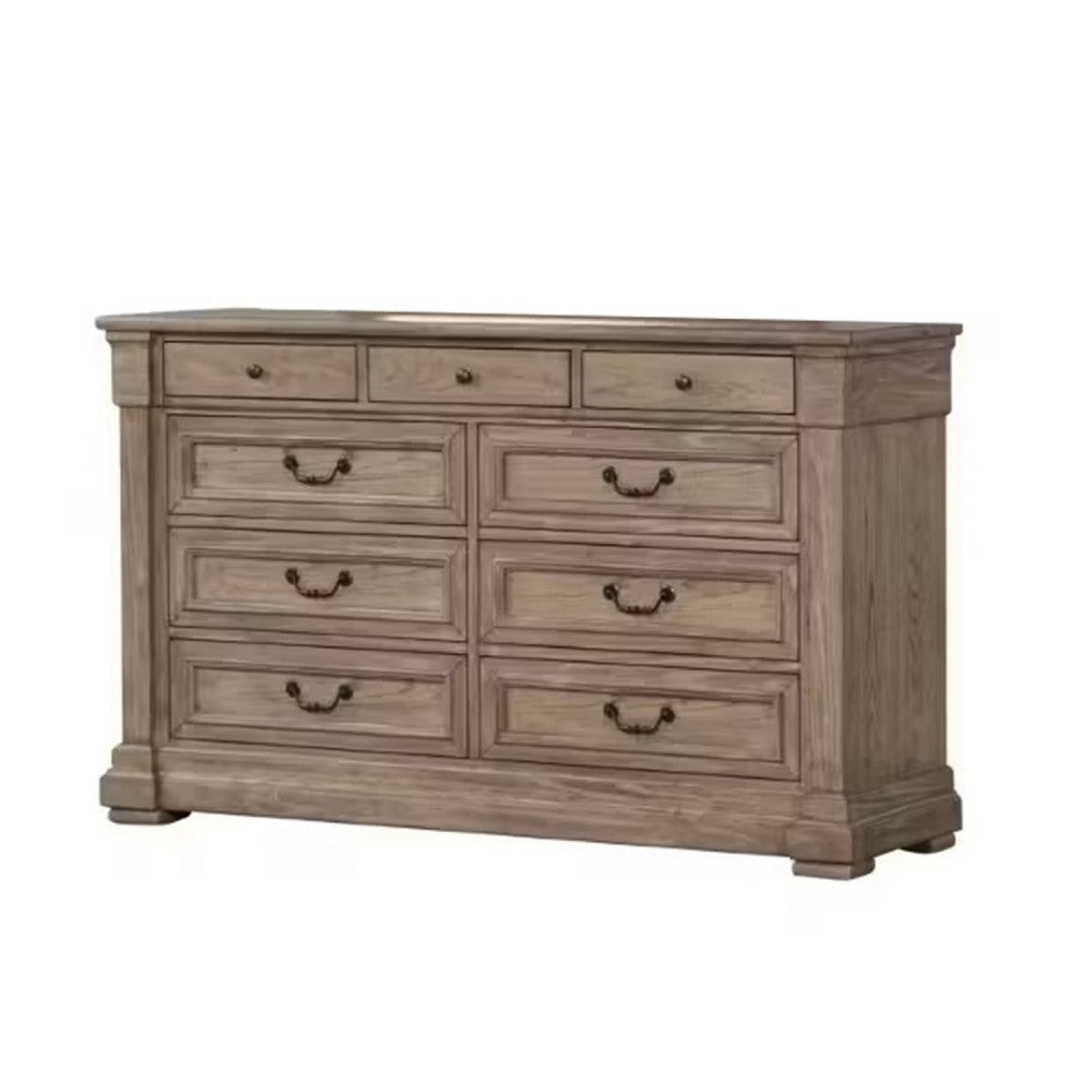 Roi Wide Dresser | 62’’ | 9 Dovetail Drawers | Weathered Gray BM340335