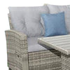 Mia Outdoor Wicker 5pc Sectional Sofa Set w Bench 3 Throw Pillows Gray BM340336