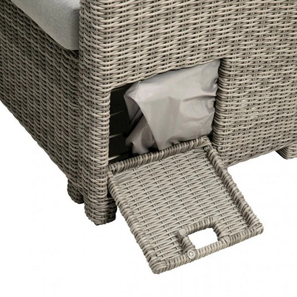 Mia Outdoor Wicker 5pc Sectional Sofa Set w Bench 3 Throw Pillows Gray BM340336