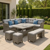 Mia Outdoor Wicker 5pc Sectional Sofa Set w Bench 3 Throw Pillows Gray BM340336