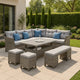 Mia Outdoor Wicker 5pc Sectional Sofa Set w Bench 3 Throw Pillows Gray BM340336