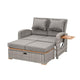 Timy Outdoor Reclining Chaise Lounge Set w Storage Bench | Pillows | Gray BM340338
