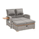 Timy Outdoor Reclining Chaise Lounge Set w Storage Bench | Pillows | Gray