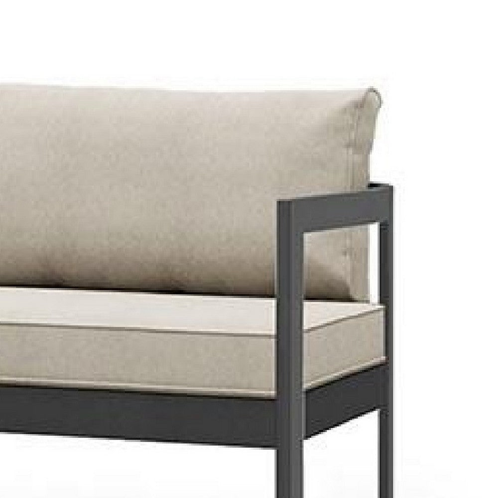 Lea Patio Sofa & Coffee Table Set | Open Storage Shelf | Black Aluminium BM340339