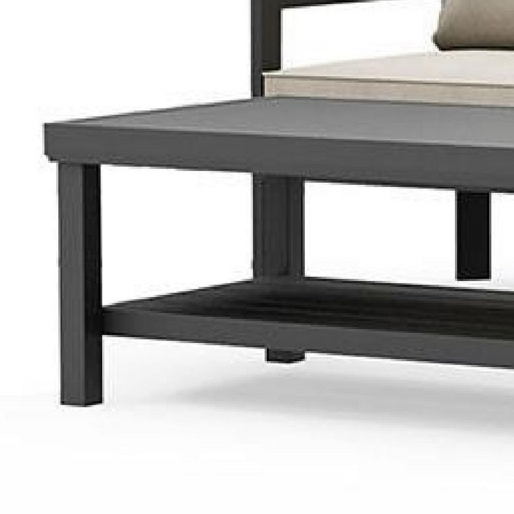 Lea Patio Sofa & Coffee Table Set | Open Storage Shelf | Black Aluminium BM340339