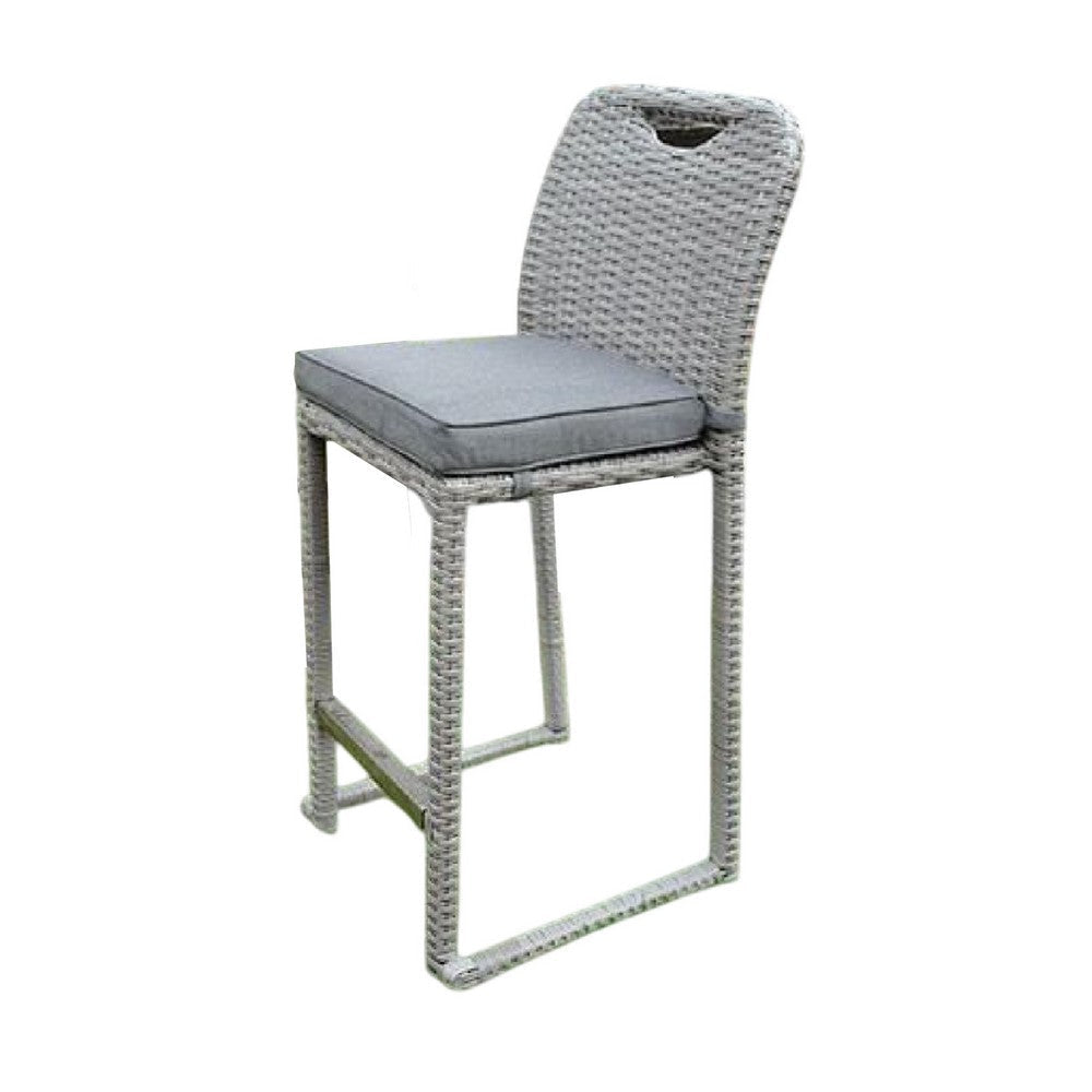 Mio Barstool Chair Set of 6 | Thick Seat Cushion | Gray Wicker Frame BM340340