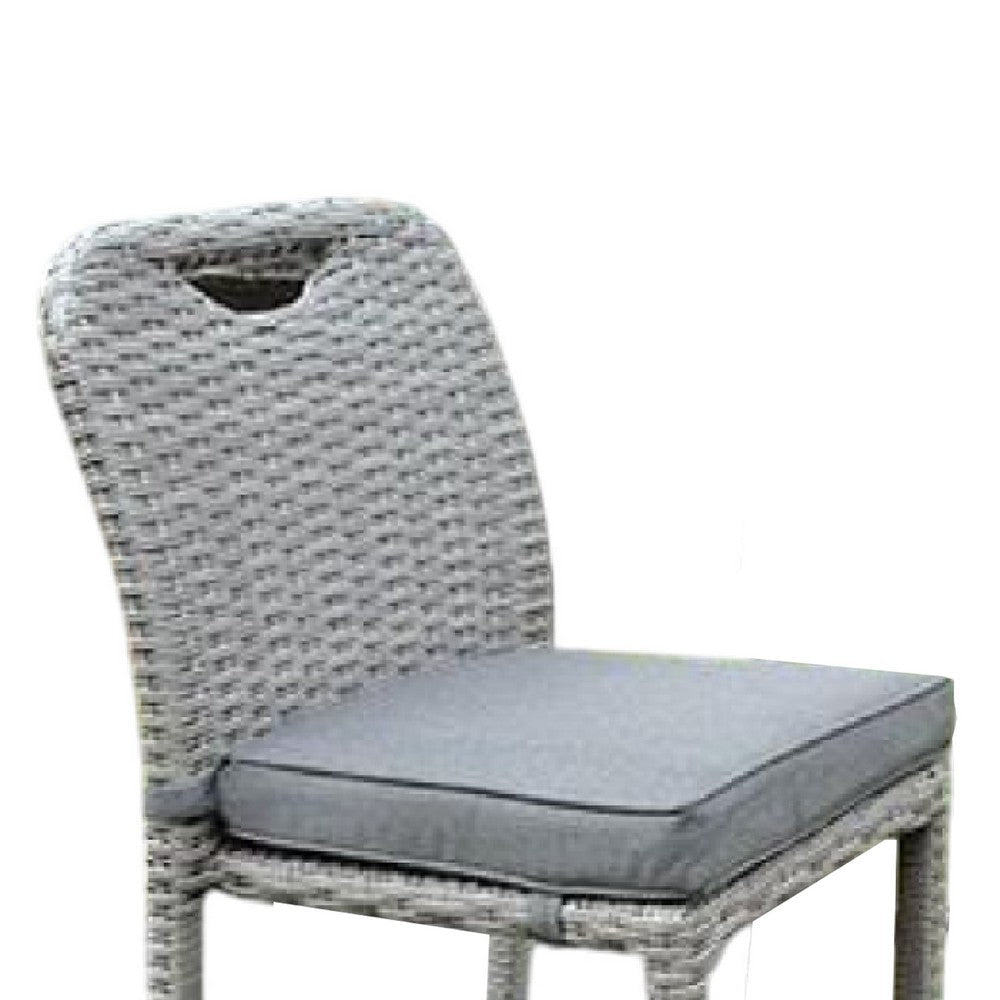 Mio Barstool Chair Set of 6 | Thick Seat Cushion | Gray Wicker Frame BM340340