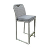 Mio Barstool Chair Set of 6 | Thick Seat Cushion | Gray Wicker Frame