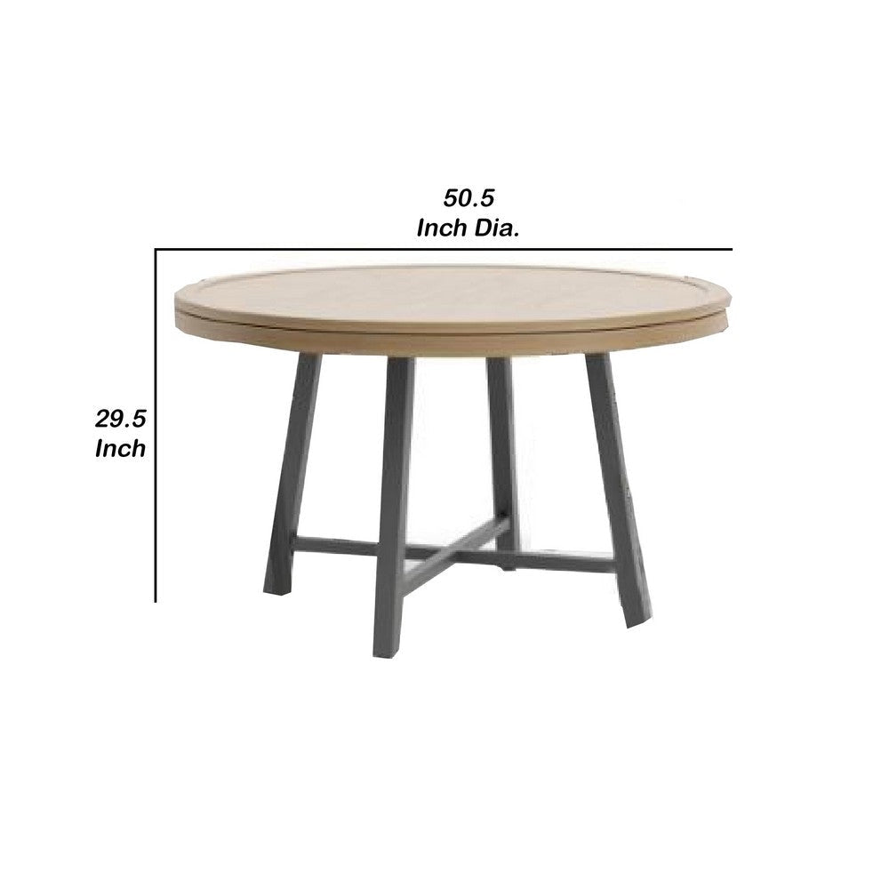 Nily Outdoor Game Table | 51’’ Round Top w Inlaid Chess Board BM340341