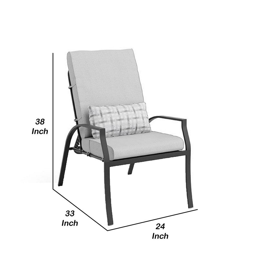 Leki Reclining Armchair Set of 6 | Tie Back Cushions | 1 Pillow | Gray BM340342