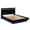 Pero King Size Bed w Silver Trimmed Headboard | LED Footboard | Black BM340346