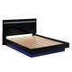 Pero King Size Bed w Silver Trimmed Headboard | LED Footboard | Black BM340346