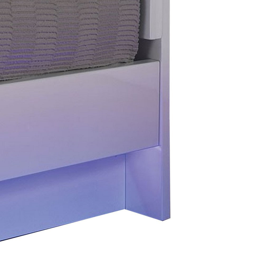 Pero King Size Bed w Silver Trimmed Headboard | LED Footboard | White BM340347