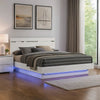 Pero King Size Bed w Silver Trimmed Headboard | LED Footboard | White