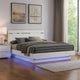 Pero King Size Bed w Silver Trimmed Headboard | LED Footboard | White