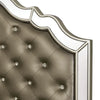 Mila Queen Bed | Carved Button Tufted Faux Leather Upholstery | Mirrored | Silver BM340349