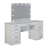 Vaz 3pc LED Mirror Vanity Table Set | Glass Top | Padded Stool | White