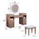 Yezy 3pc Vanity LED Mirror Desk Set with Padded Stool | Blush Pink BM340352