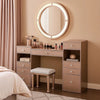 Yezy 3pc Vanity LED Mirror Desk Set with Padded Stool | Blush Pink