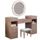 Yezy 3pc Vanity LED Mirror Desk Set with Padded Stool | Blush Pink