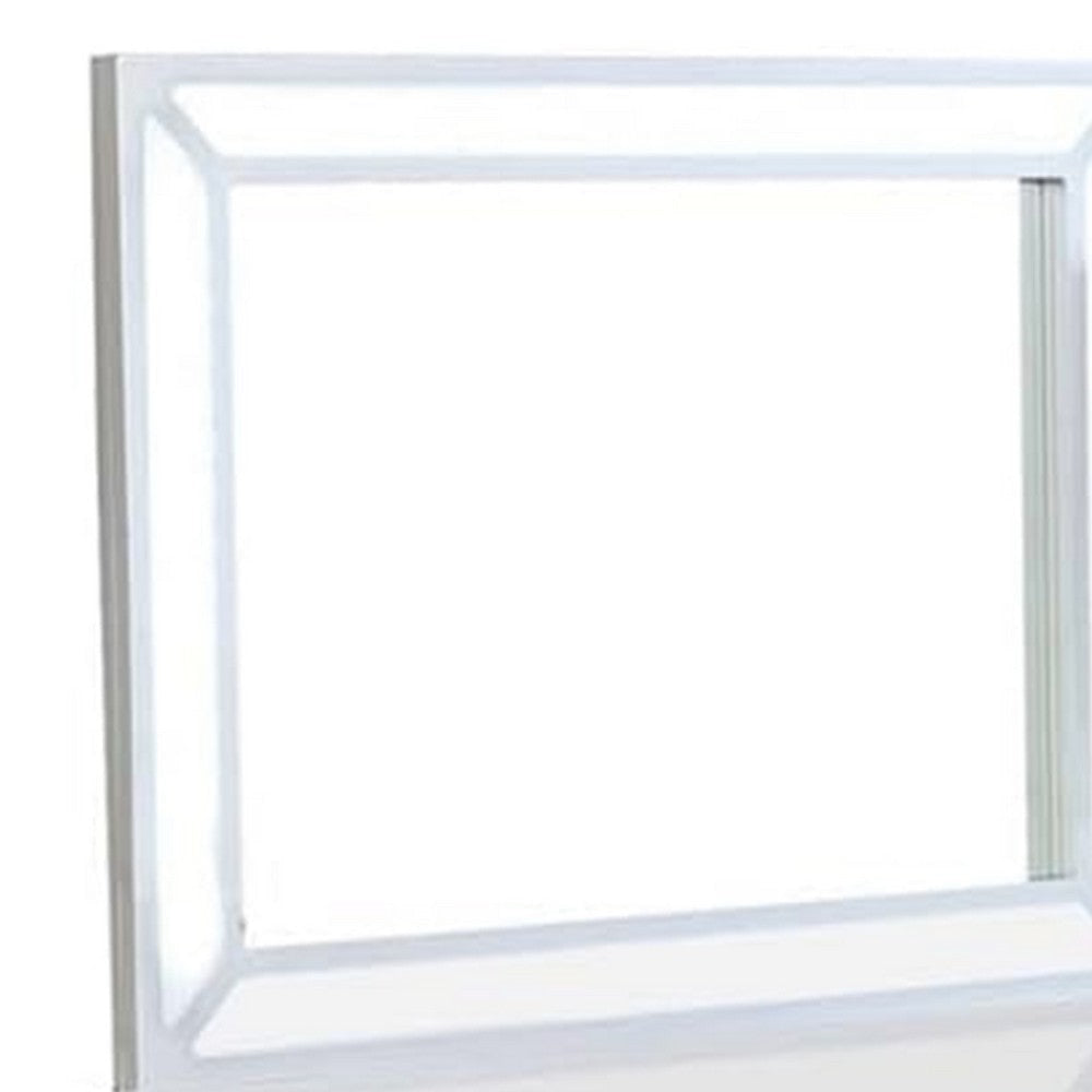 Moe 3 pcs Vanity Set | Desk Stool and Mirror | Glass Top | White BM340353