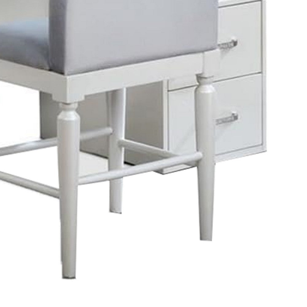 Moe 3 pcs Vanity Set | Desk Stool and Mirror | Glass Top | White BM340353