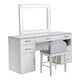 Moe 3 pcs Vanity Set | Desk, Stool and Mirror | Glass Top | White