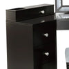 Gena 3pc Vanity Set with Stool | Glass Top Table | LED Mirror | Obsidian Gray BM340354
