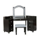 Gena 3pc Vanity Set with Stool | Glass Top Table | LED Mirror | Obsidian Gray
