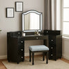Gena 3pc Vanity Set with Stool | Glass Top Table | LED Mirror | Obsidian Gray