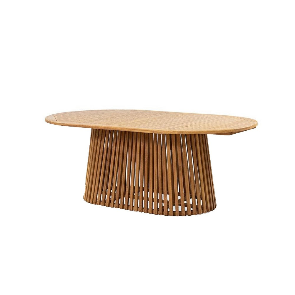 Lev Dining Table | 79" Oval Top | Pedestal Base | Natural Brown Wood
