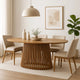 Lev Dining Table | 79" Oval Top | Pedestal Base | Natural Brown Wood