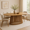 Lev Dining Table | 79" Oval Top | Pedestal Base | Natural Brown Wood