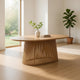 Lev Dining Table | 79" Oval Top | Pedestal Base | Natural Brown Wood