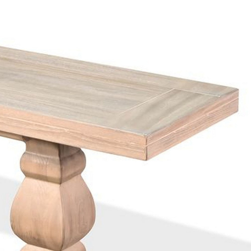 Anna Dining Bench | 60’’ | Double Pedestal | Wheat Brown Solid Wood BM340357