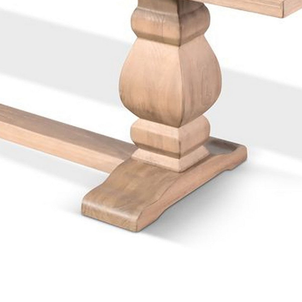 Anna Dining Bench | 60’’ | Double Pedestal | Wheat Brown Solid Wood BM340357