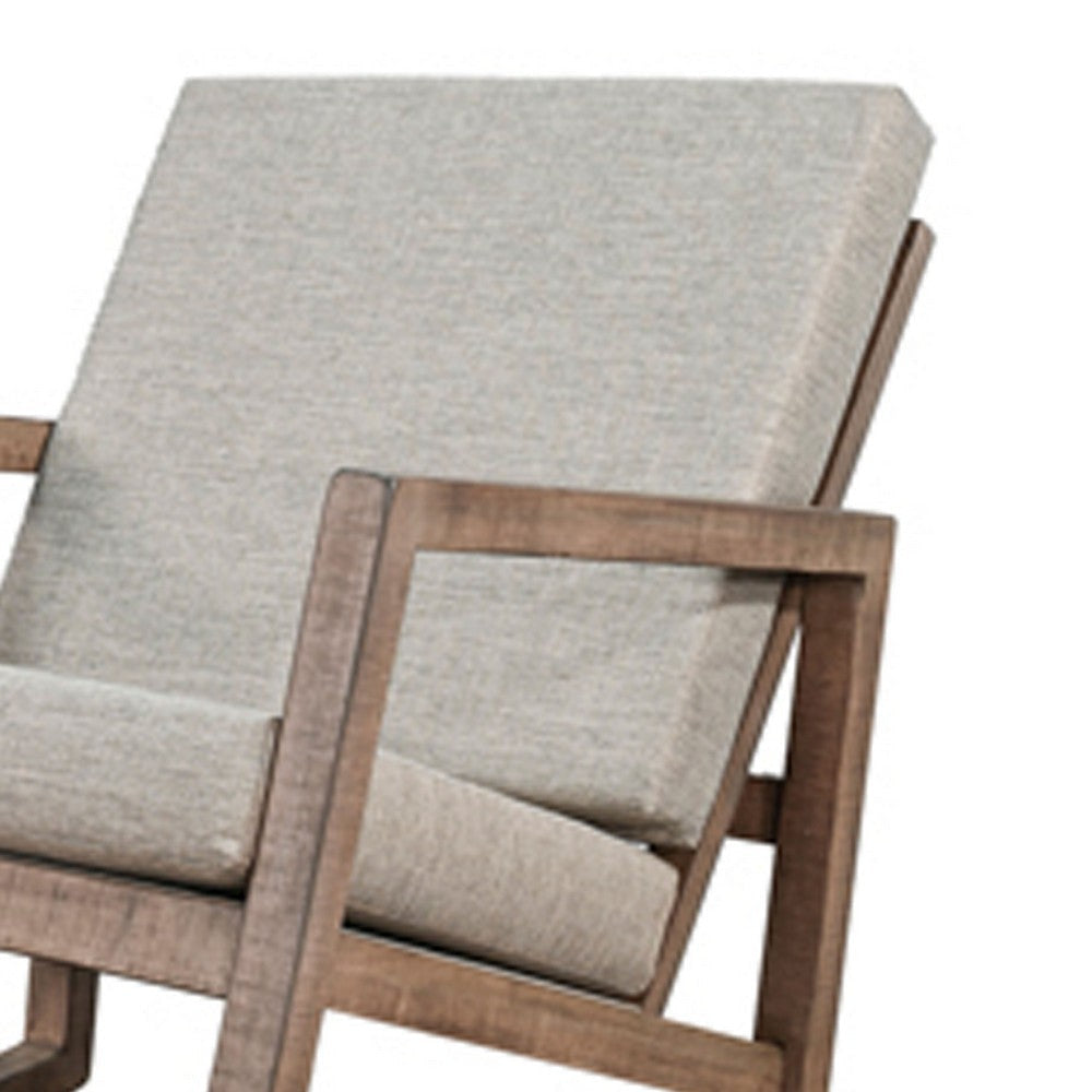 Diry Rocking Chair | Soft Gray Seat & Back | Natural Brown Mahogany Wood BM340358