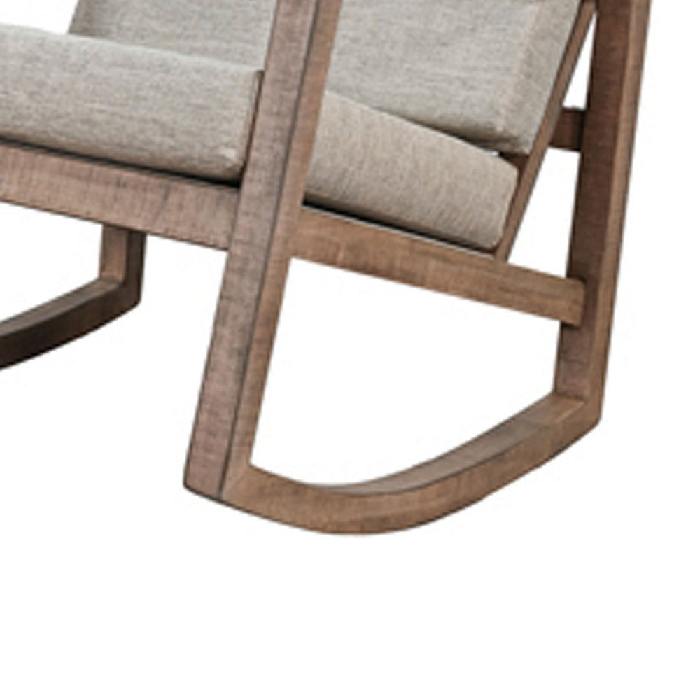 Diry Rocking Chair | Soft Gray Seat & Back | Natural Brown Mahogany Wood BM340358