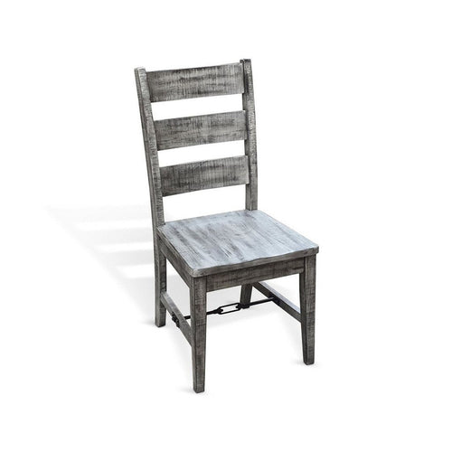 Zeka Ladderback Chair Set of 2 | Weathered Gray Solid Mahogany Wood