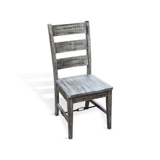 Zeka Ladderback Chair Set of 2 | Weathered Gray Solid Mahogany Wood