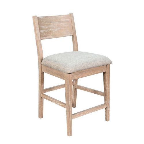 Casy Counter Height Chair Set of 2 | Gray Cushion | Natural Brown Solid Wood