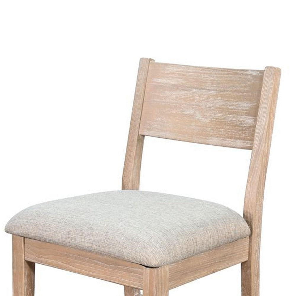 Casy Counter Height Chair Set of 2 | Gray Cushion | Natural Brown Solid Wood